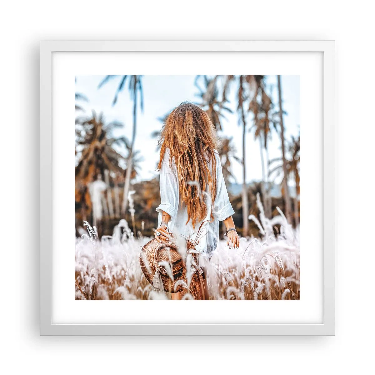 Plakat i hvid ramme - Født af græsdun - 40x40 cm