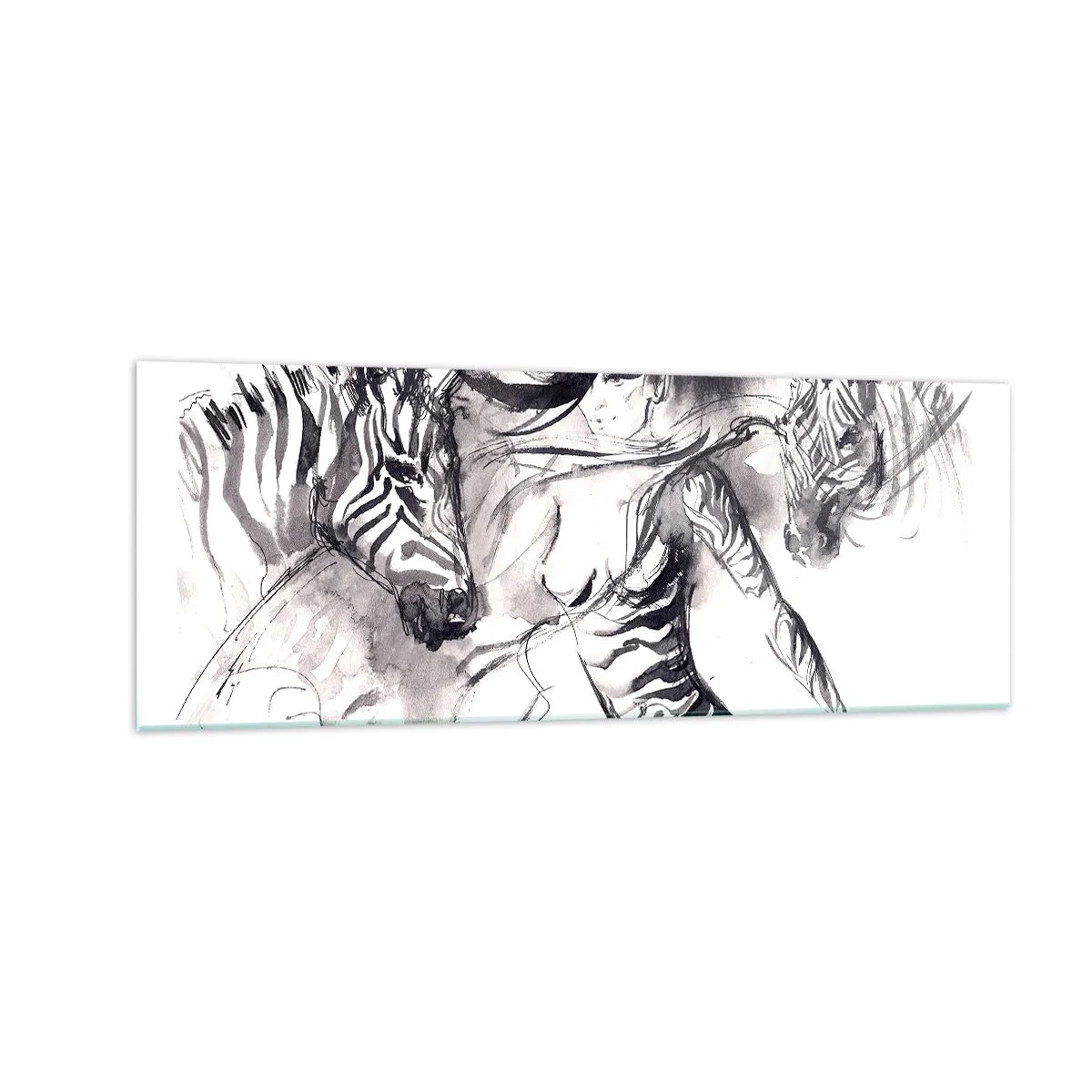 Billede på glas - Danser med zebraer - 140x50 cm