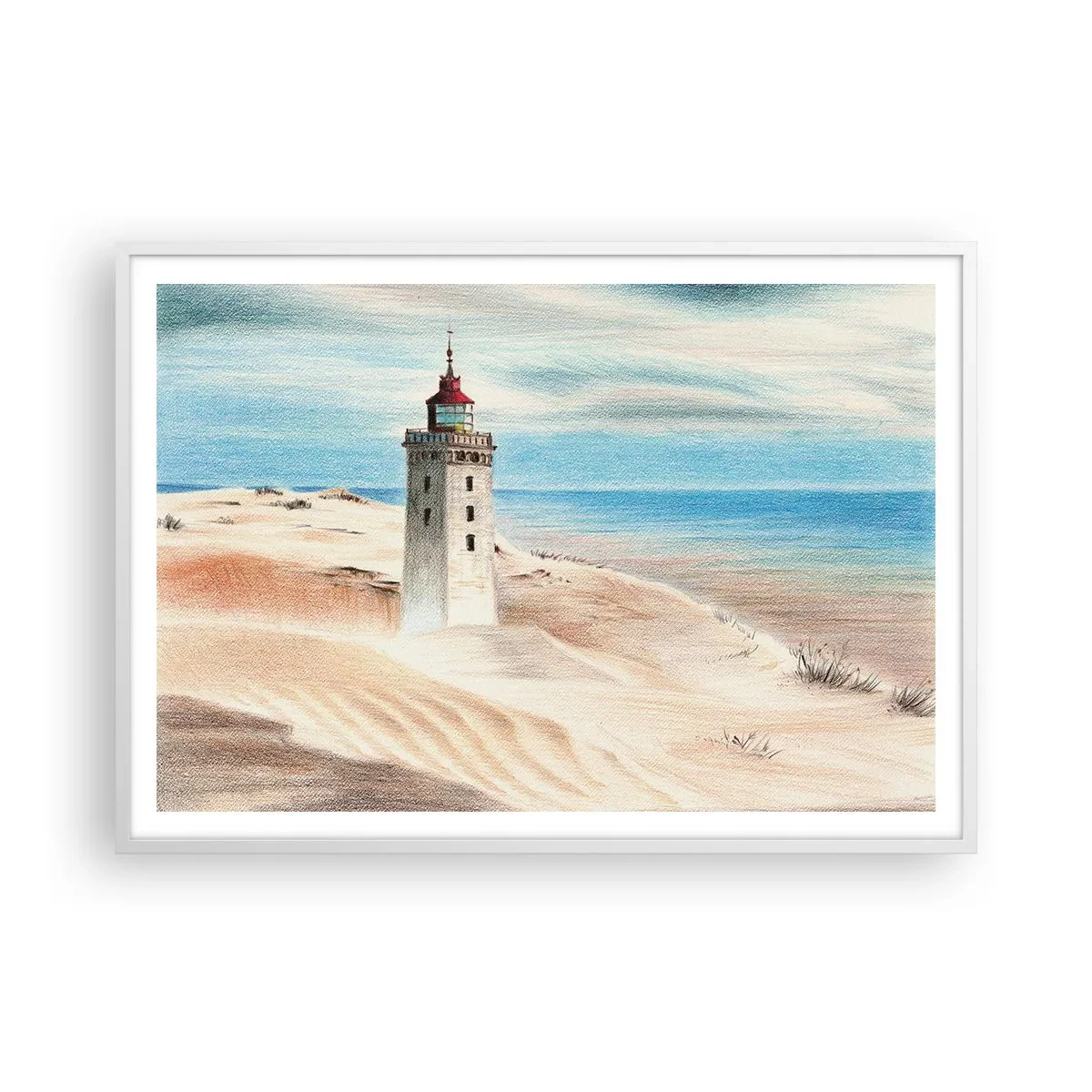 Plakat i hvid ramme - Altid med blikket rettet mod havet - 100x70 cm