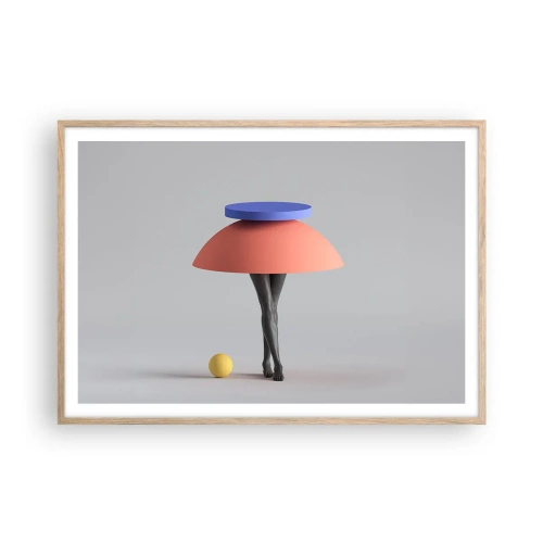 Plakat i ramme af lyst egetræ - Surrealistisk komposition - 100x70 cm