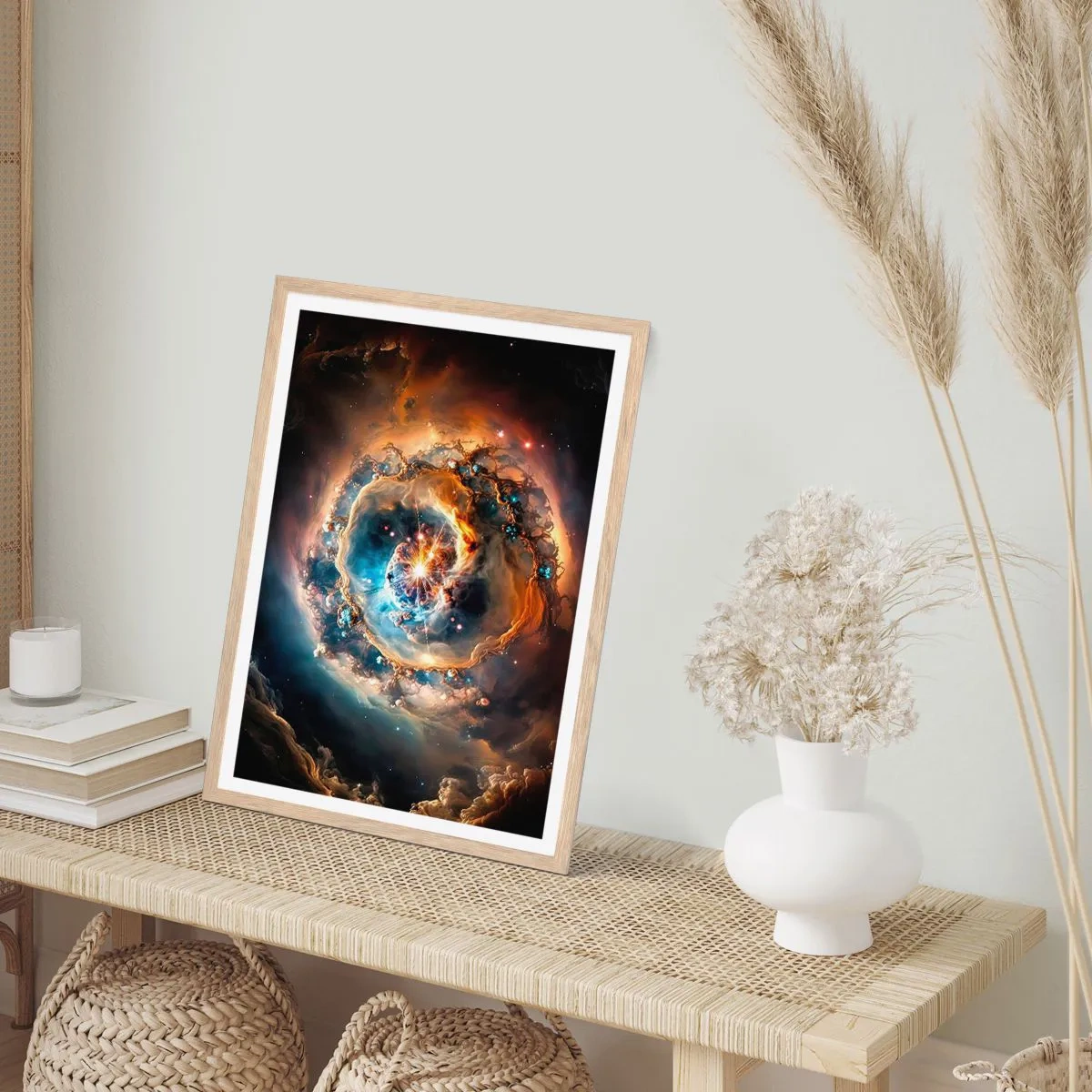 Plakat i ramme af lyst egetræ - Begyndelse - 50x70 cm