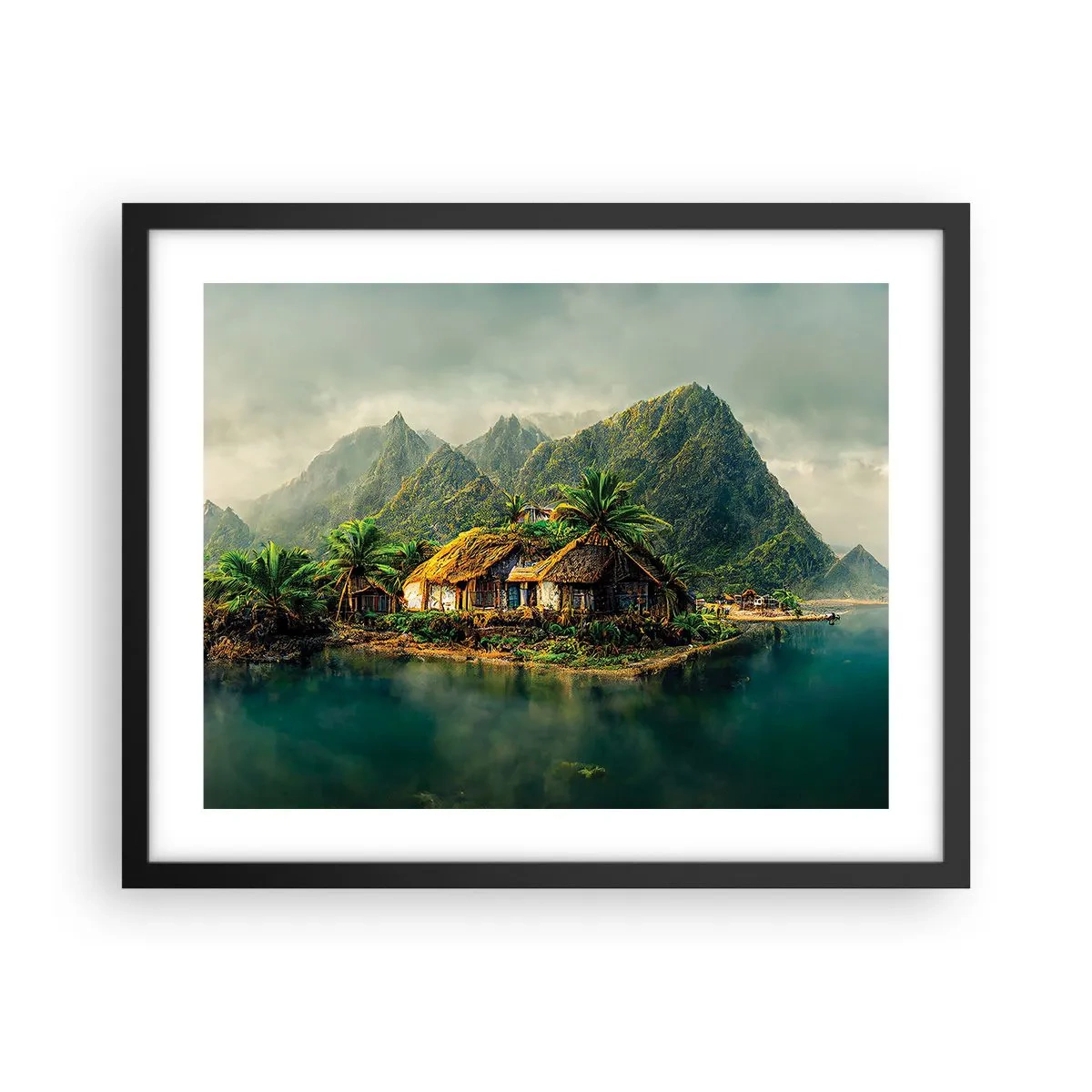 Plakat i sort ramme - Tropisk paradis - 50x40 cm