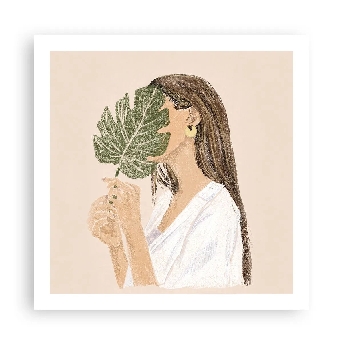 Plakat - Mystisk portræt med en vifte - 60x60 cm