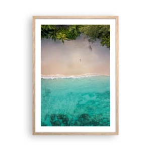 Plakat i ramme af lyst egetræ - Paradis strand - 50x70 cm