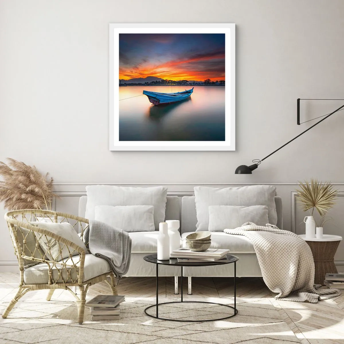 Plakat i hvid ramme - En god nat er på vej - 40x40 cm