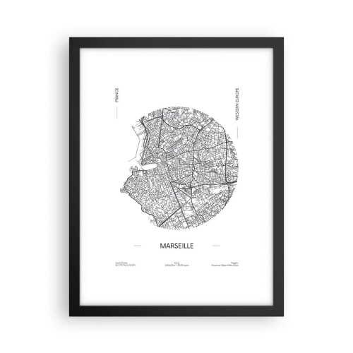Plakat i sort ramme - Marseilles anatomi - 30x40 cm