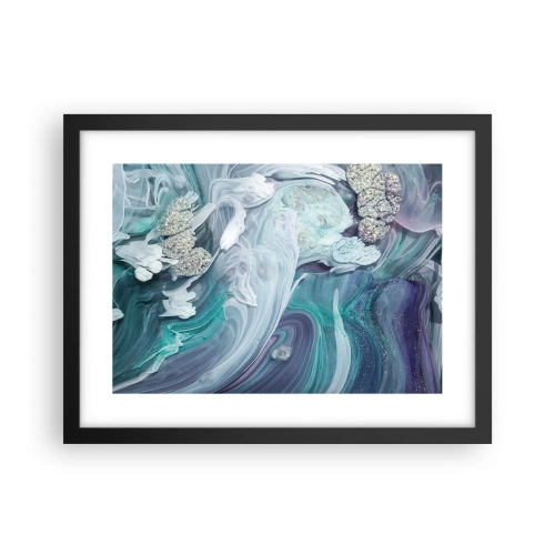 Plakat i sort ramme - Strømme af blå - 40x30 cm
