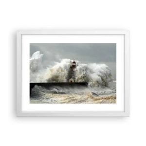 Plakat i hvid ramme - Havets vrede - 40x30 cm