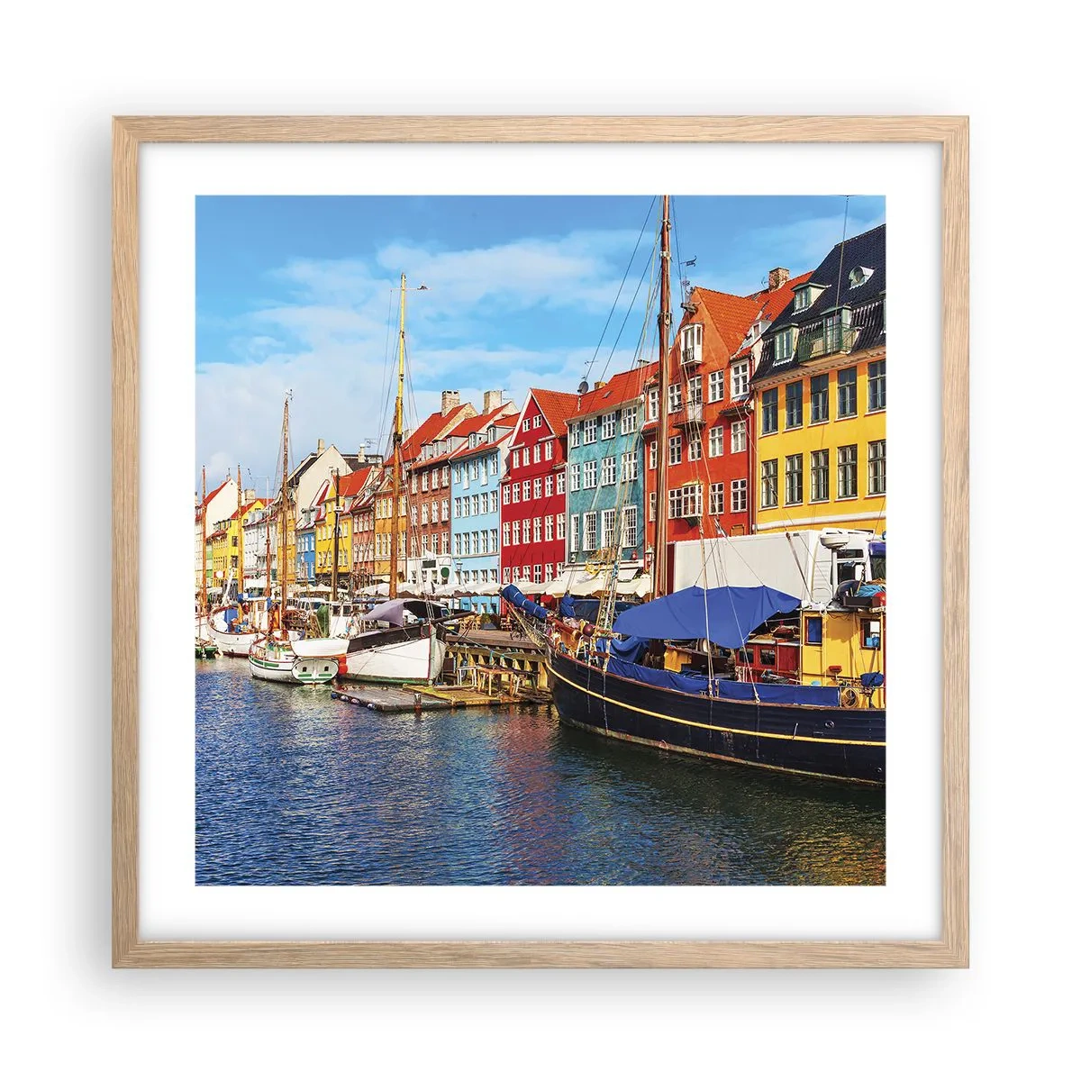 Plakat i ramme af lyst egetræ - Glædelig kaj - 50x50 cm