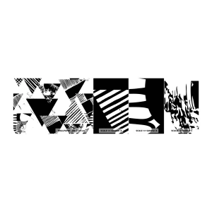 Prøve Fototapet Selvklæbende Deluxe Sticker - Regn af trekanter - Abstraktion, Grafik, Sort og hvid - 100x30 cm