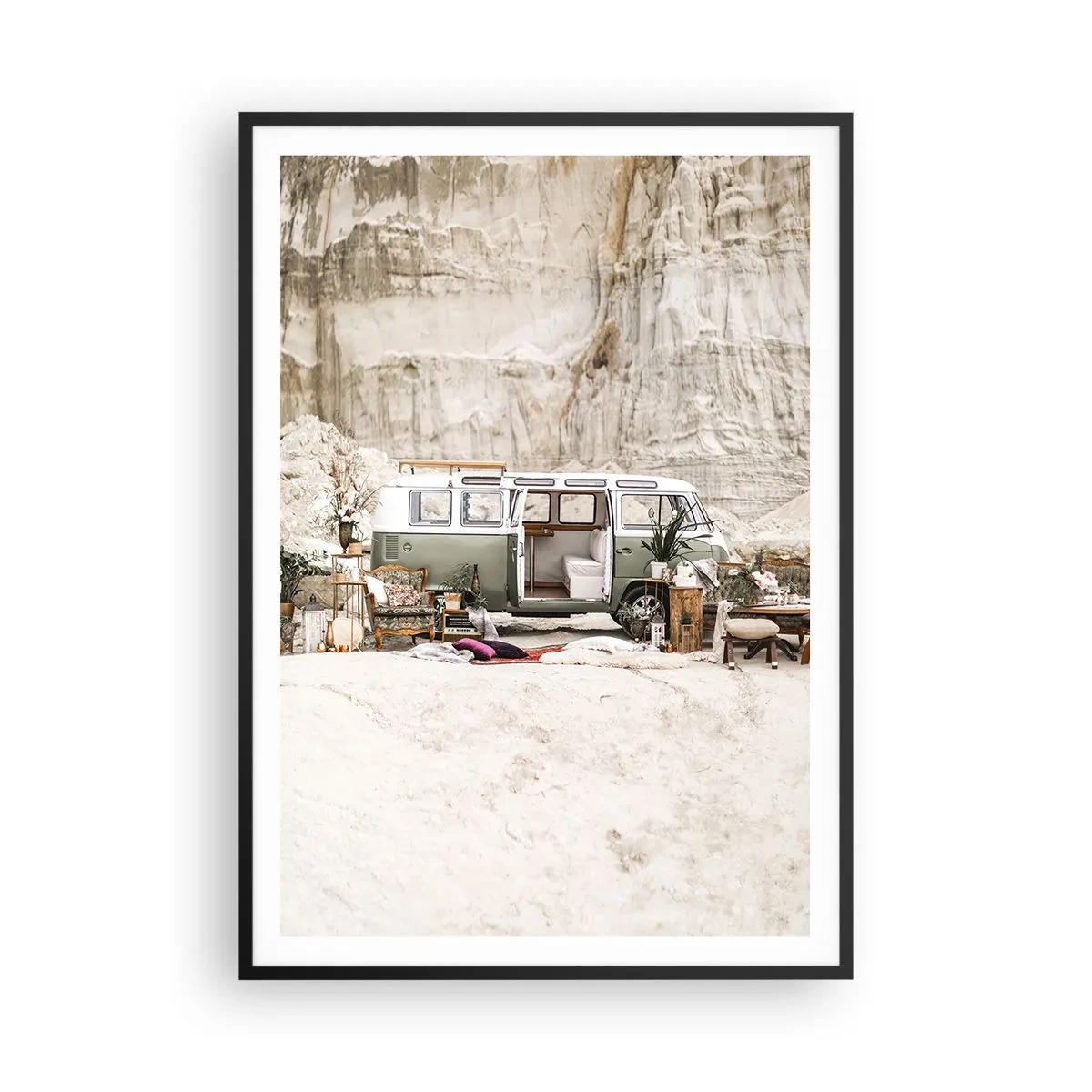 Plakat i sort ramme - Tid til at starte rejsen - 70x100 cm