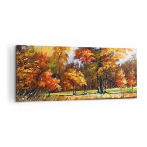 Lærredstryk - Billede på lærred - Landskab i guld og bronze - 100x40 cm