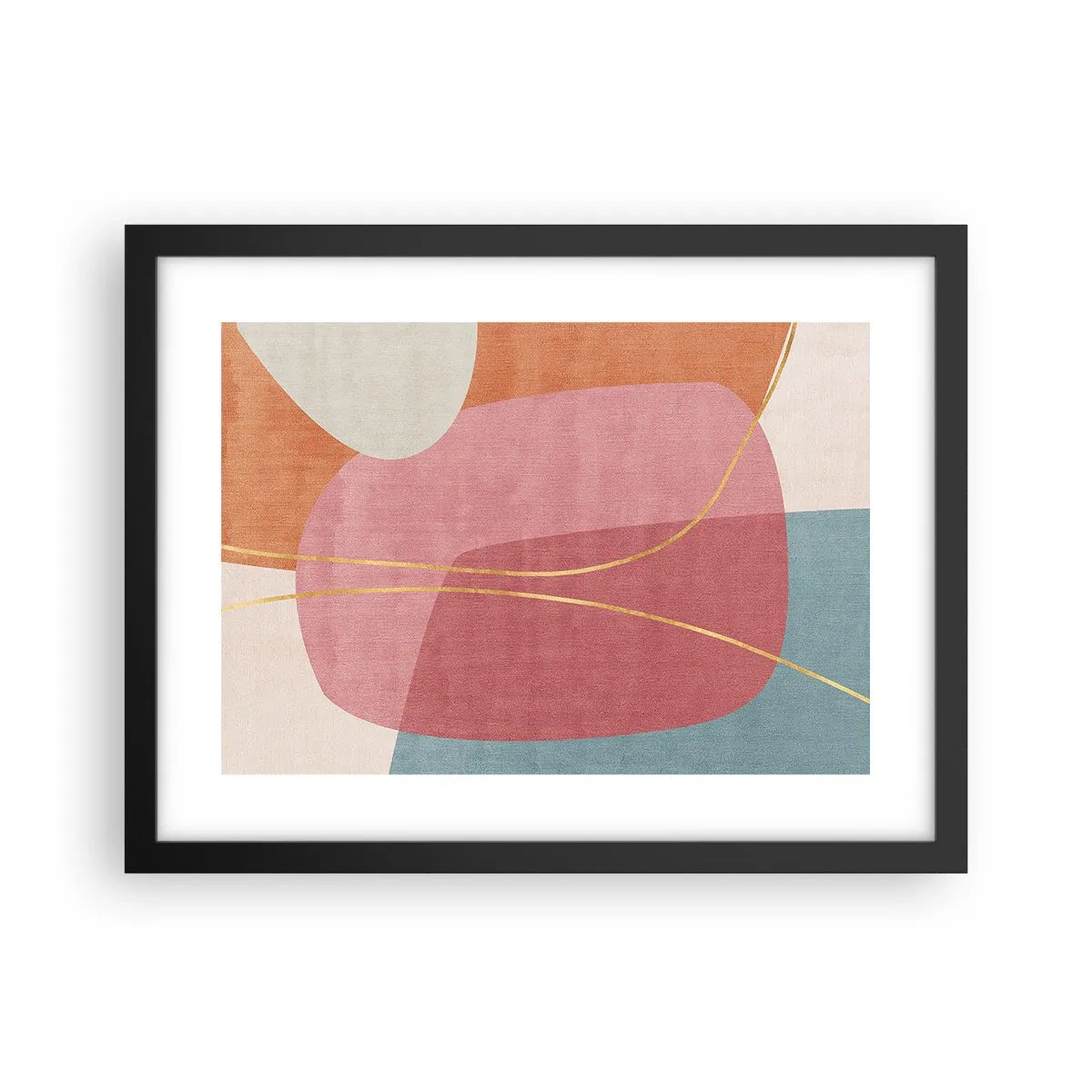 Plakat i sort ramme - Pastelkomposition med guldtråd - 40x30 cm