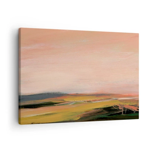 Lærredstryk - Billede på lærred - Et landskab i nuancer af lyserød og guld - 70x50cm - I lyserøde toner - Moderne vægdekoration til stue og soveværelse ARTTOR