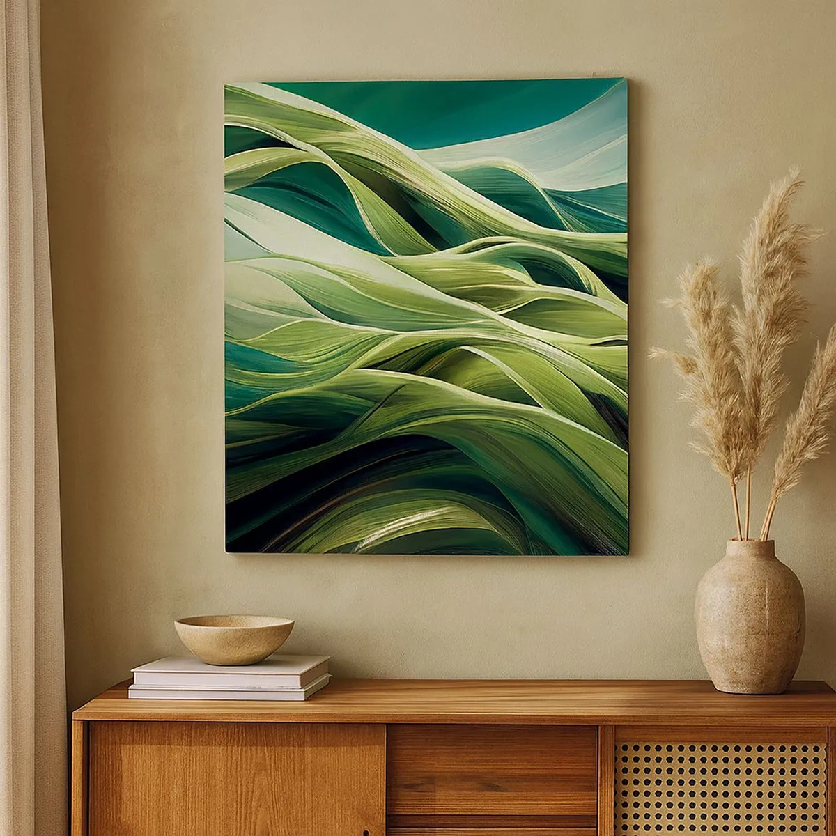 Lærredstryk - Billede på lærred - Et abstrakt spil med grønt - 30x30 cm