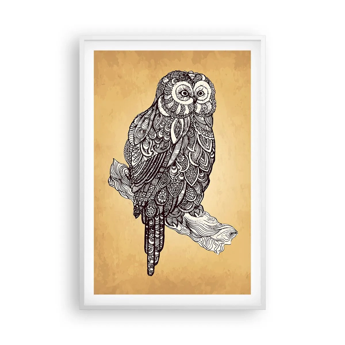 Plakat i hvid ramme - Indviklede ornamenter af visdom - 61x91 cm