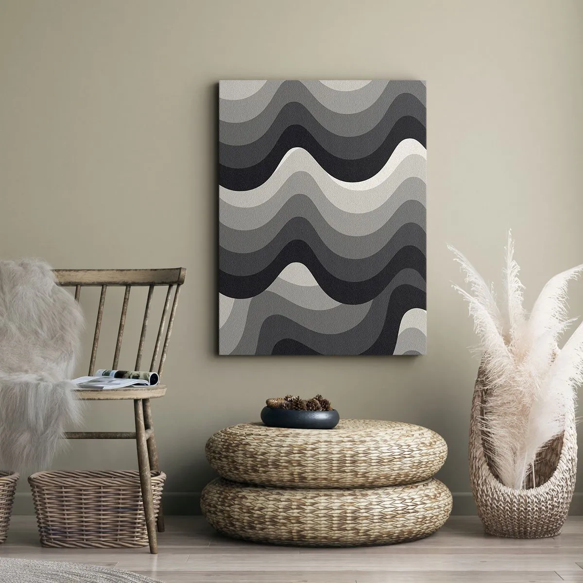 Lærredstryk - Billede på lærred - Bølge efter bølge - 45x80 cm