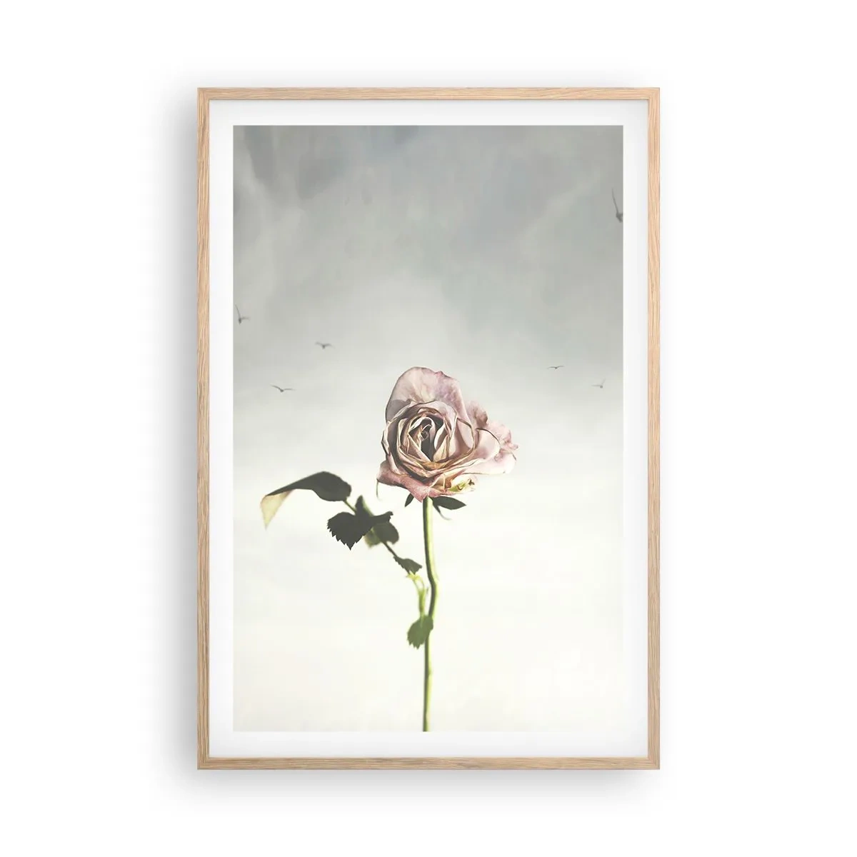 Plakat i ramme af lyst egetræ - Velkomst til foråret - 61x91 cm