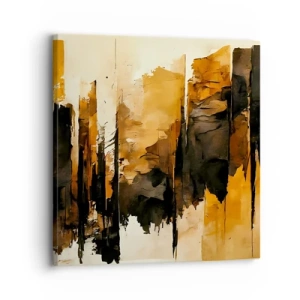 Lærredstryk - Billede på lærred - Harmoni af sort og guld - 30x30 cm