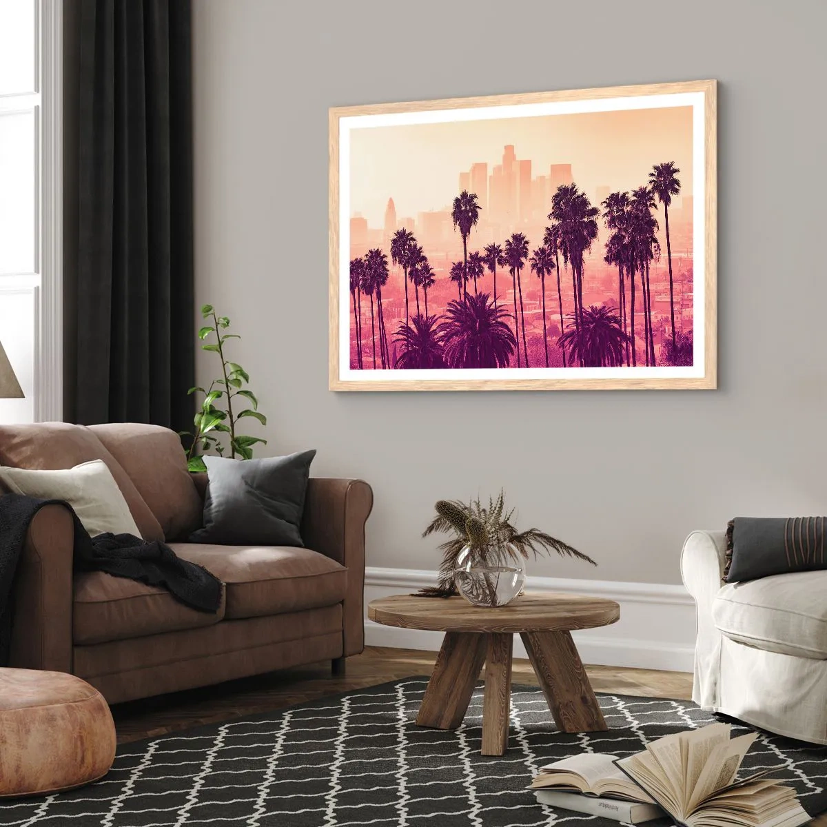 Plakat i ramme af lyst egetræ - Landskab i Californien - 40x30 cm