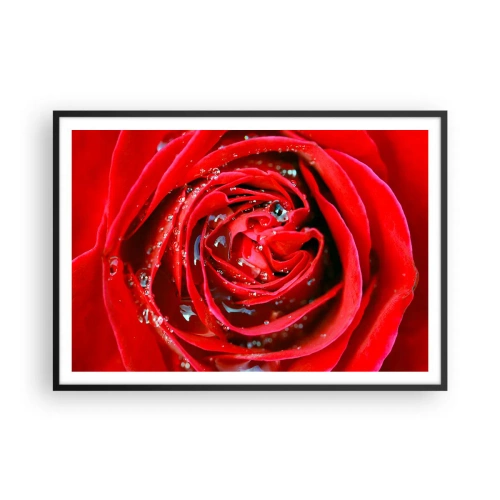 Plakat i sort ramme - I dråber af dug - 100x70 cm