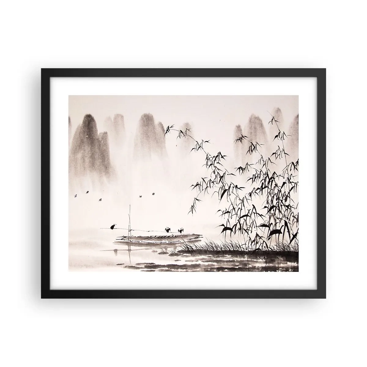 Plakat i sort ramme - Stilhed i rismarkerne - 50x40 cm