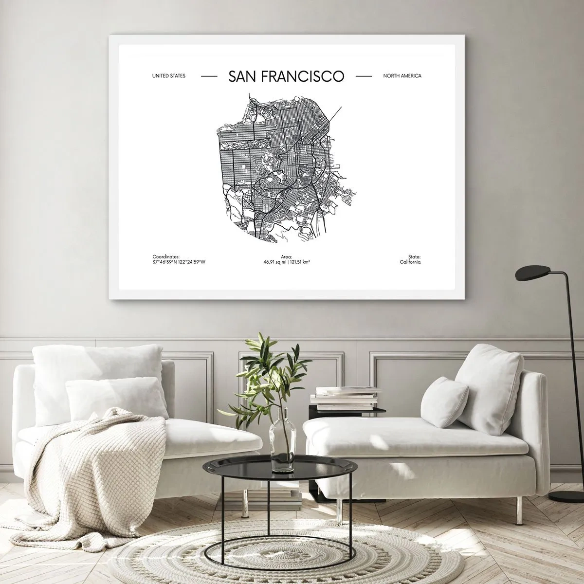 Plakat i hvid ramme - San Franciscos anatomi - 91x61 cm