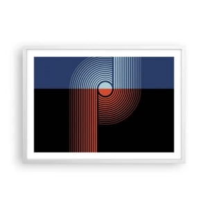 Plakat i hvid ramme - I en geometrisk omfavnelse - 70x50 cm