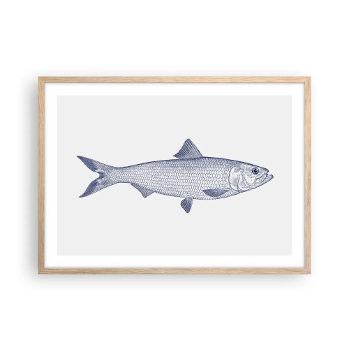 Plakat i ramme af lyst egetræ - Hilsner fra de nordlige have - 70x50 cm