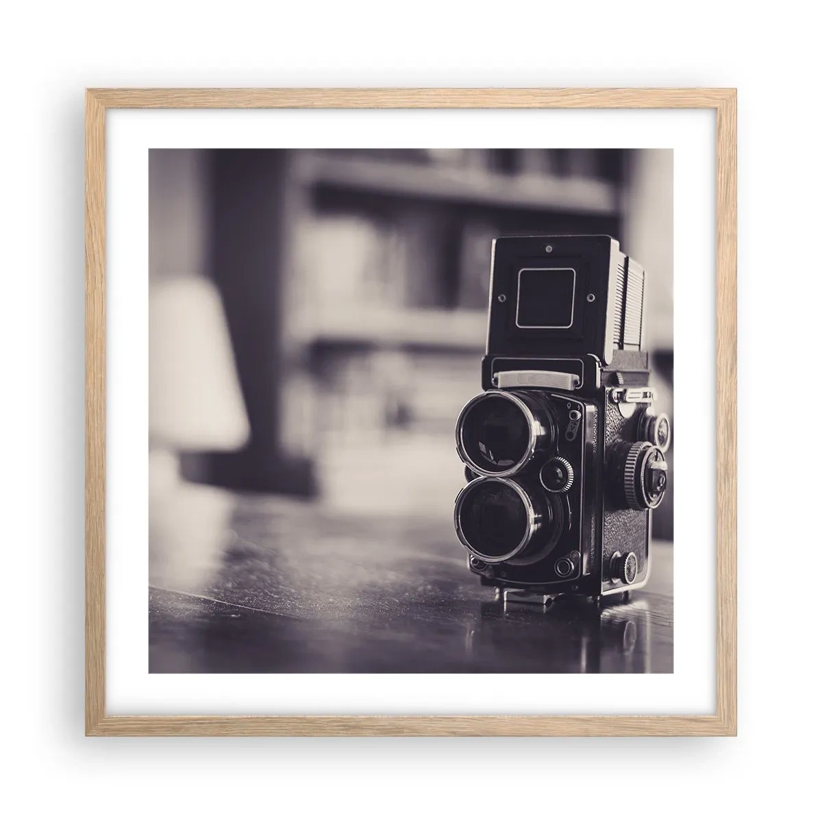 Plakat i ramme af lyst egetræ - Magien i et gammelt fotografi - 50x50 cm