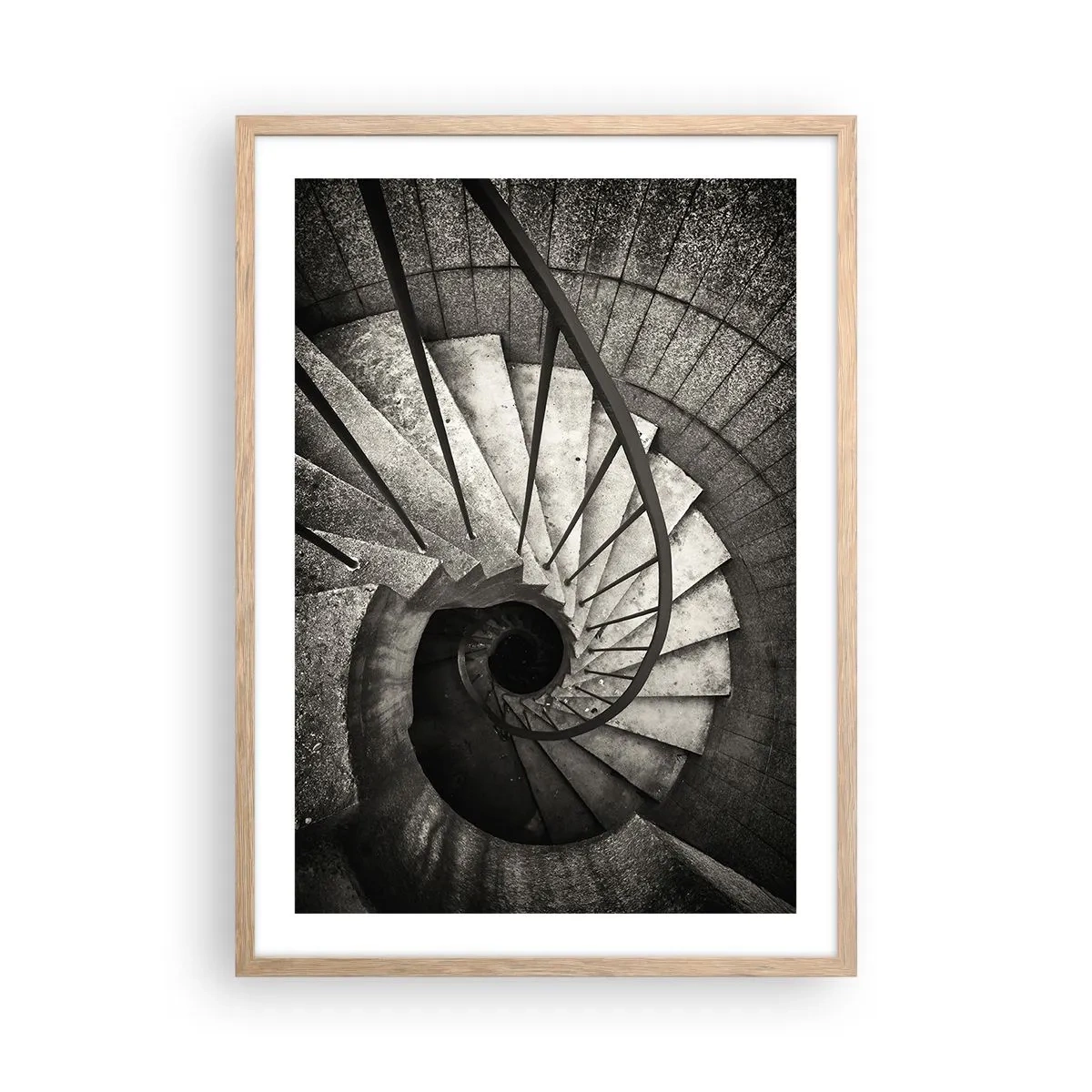 Plakat i ramme af lyst egetræ - Op ad trapperne, ned ad trapperne - 50x70 cm
