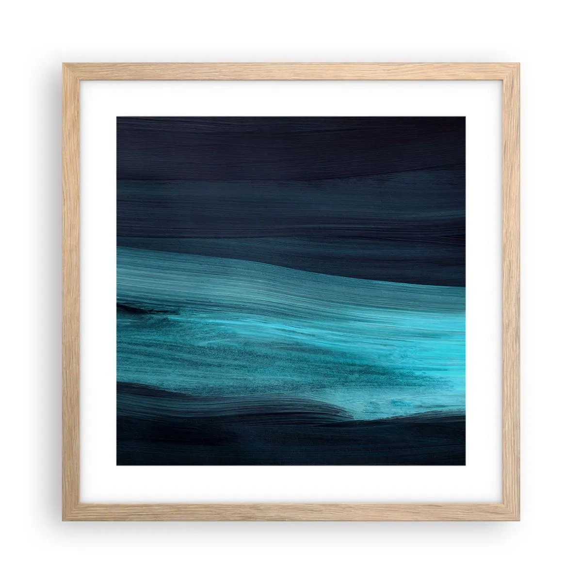 Plakat i ramme af lyst egetræ - Svøm med strømmen - 40x40 cm