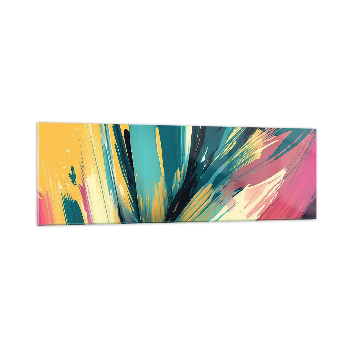 Billede på glas - Komposition - en eksplosion af glæde - 160x50 cm