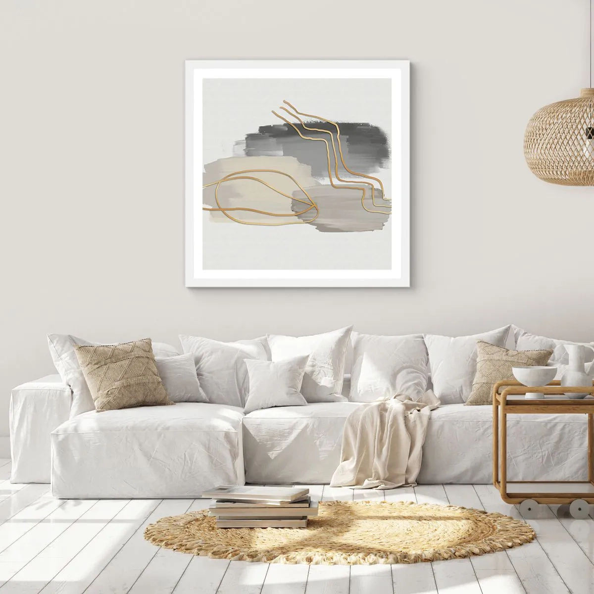 Plakat i hvid ramme - Vedholdenhed og bevægelse - 30x30 cm