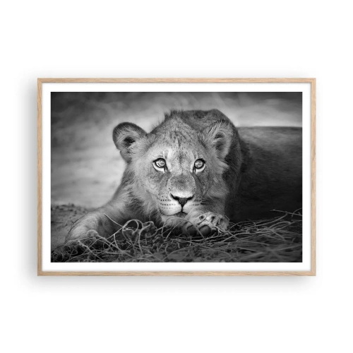 Plakat i ramme af lyst egetræ - Kongelig hvalp - 100x70 cm
