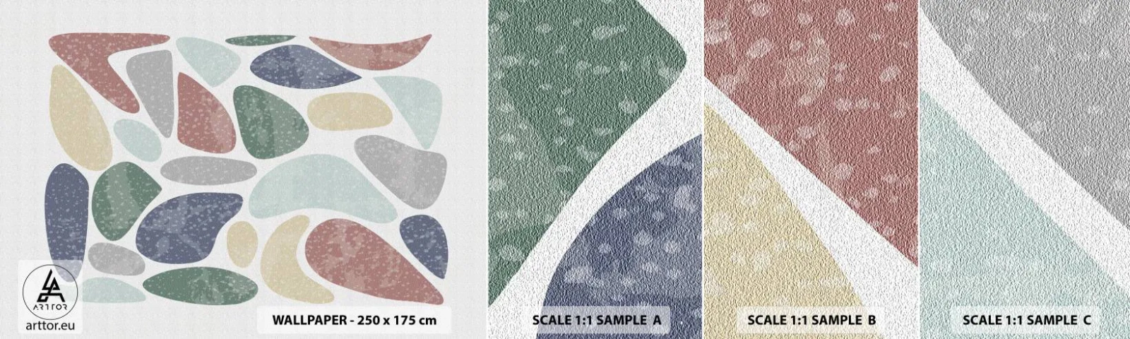 Prøve Fototapet Selvklæbende Deluxe Sticker - Mosaik af pulveriserede farver - Minimalisme, Pastel, Boho - 100x30 cm