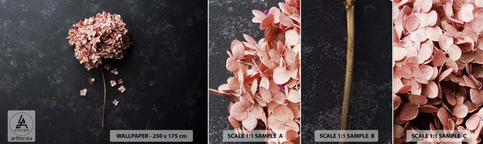 Prøve Fototapet Selvklæbende Deluxe Sticker - Et virkelig romantisk tegn - Blomst, Hortensia, Natur - 100x30 cm