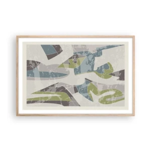 Plakat i ramme af lyst egetræ - Komposition bag glas - 91x61 cm