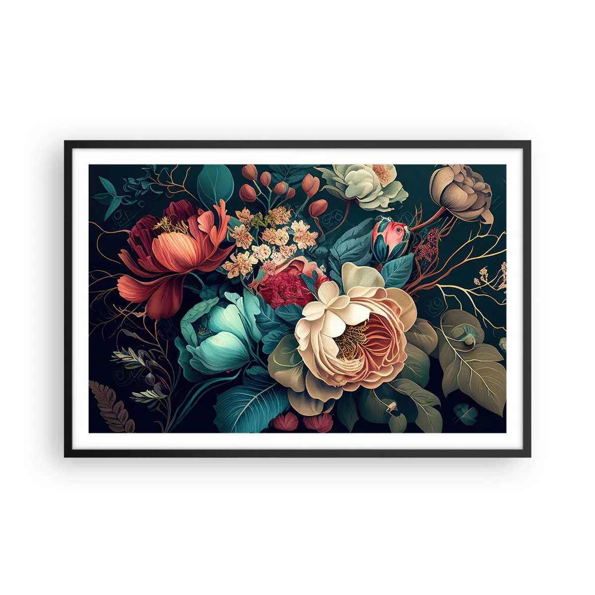 Plakat i sort ramme - Charme fra det 19. århundrede - 91x61 cm