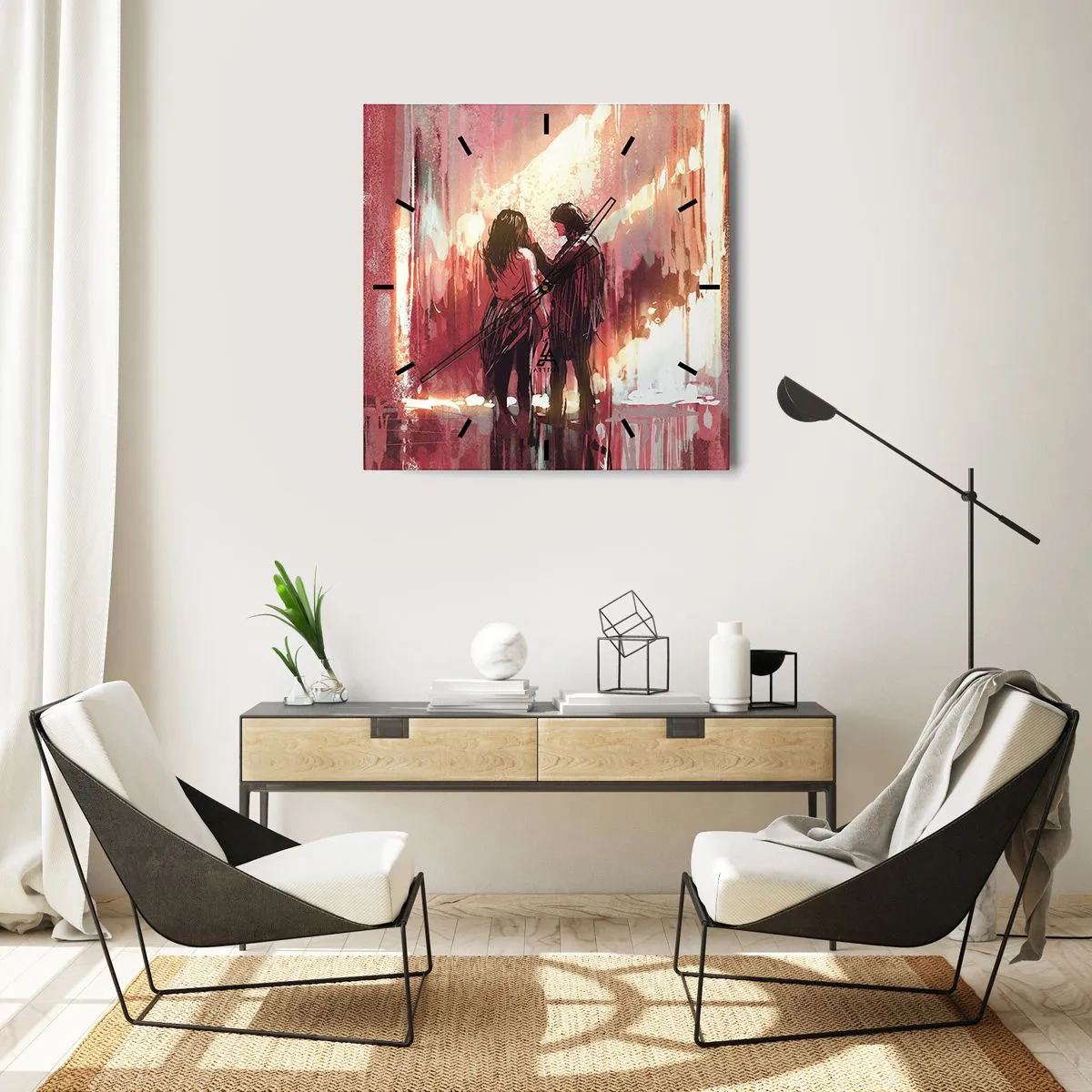 Vægur, Uret - Kærlighedens evige skuespil - 40x40 cm