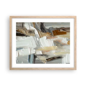 Plakat i ramme af lyst egetræ - Farverige lagdelinger - 50x40 cm