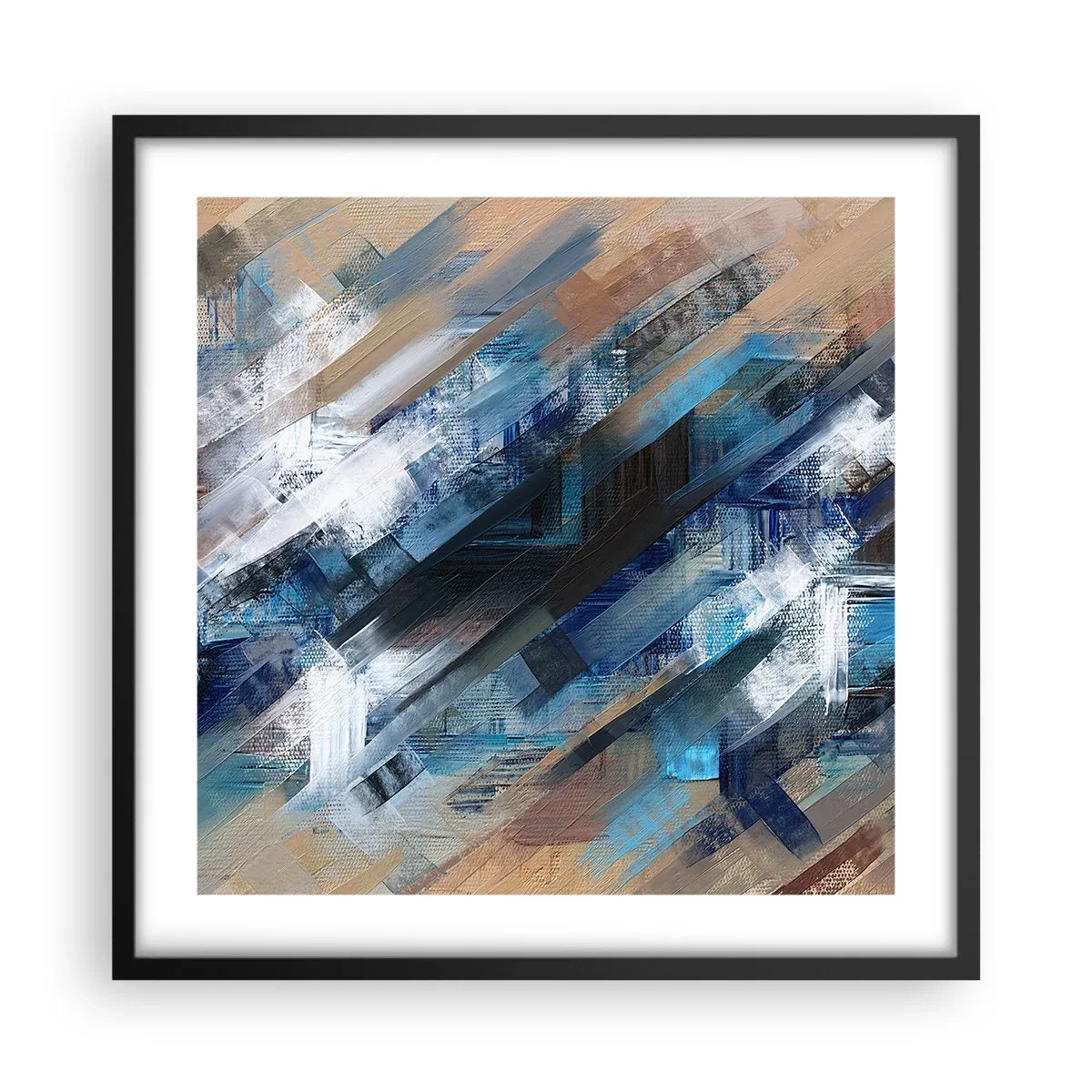 Plakat i sort ramme - På en blå skråning - 50x50 cm