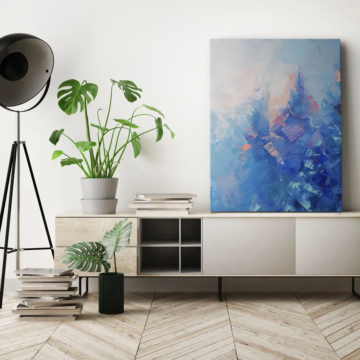 Lærredstryk - Billede på lærred - Vinter abstraktion - 50x70 cm