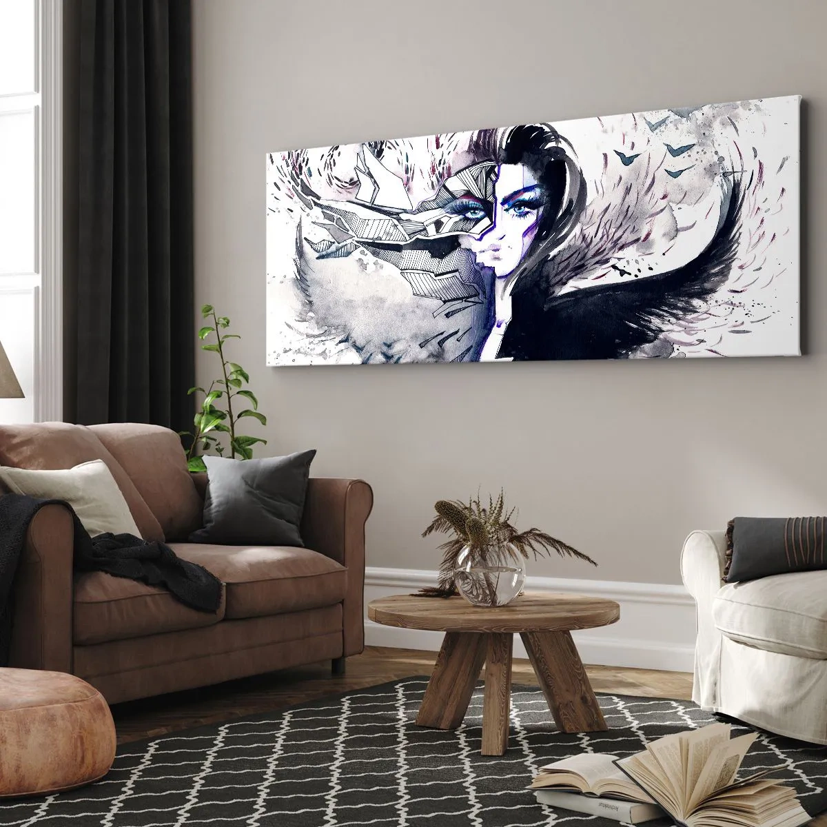 Lærredstryk - Billede på lærred - Dæmonisk og smuk - 120x50 cm
