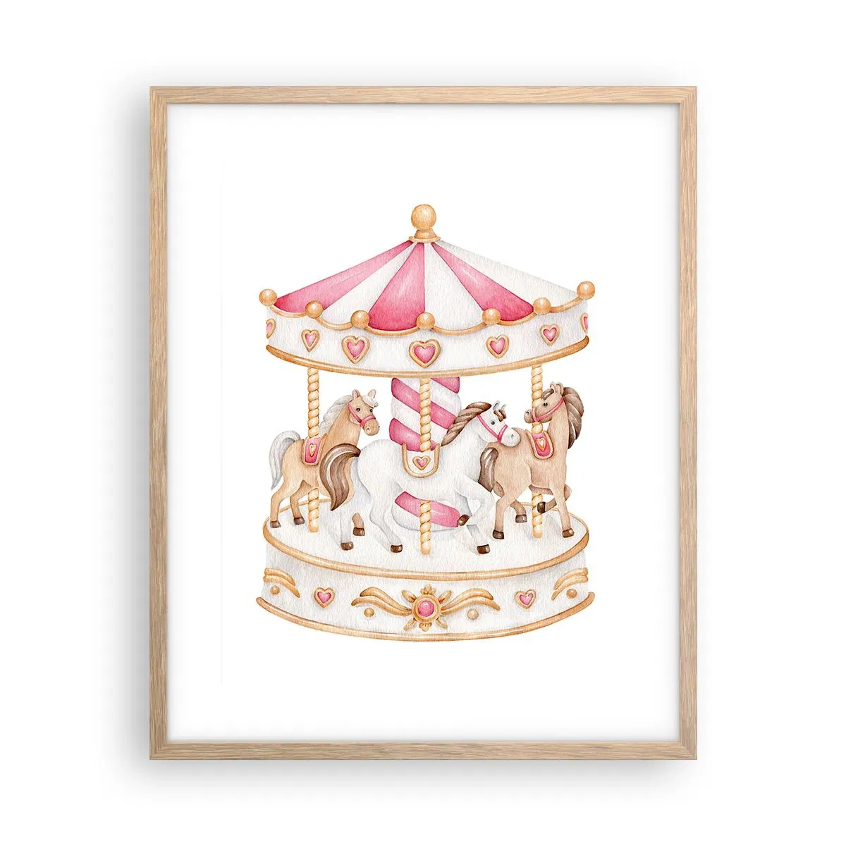 Plakat i ramme af lyst egetræ - Barndommens søde verden - 40x50 cm