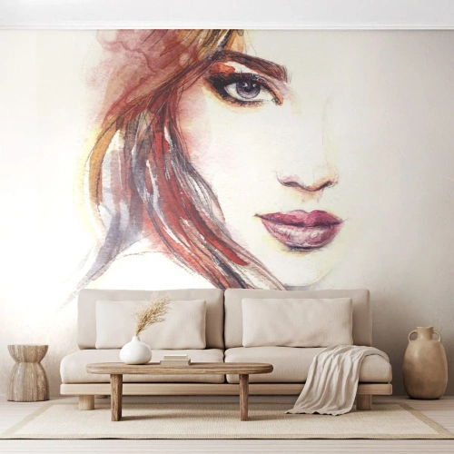 Fototapet Selvklæbende Deluxe Sticker - Vademecum - følg mig - Kvinde, Portræt af en kvinde, Smukt ansigt - 100x70 cm
