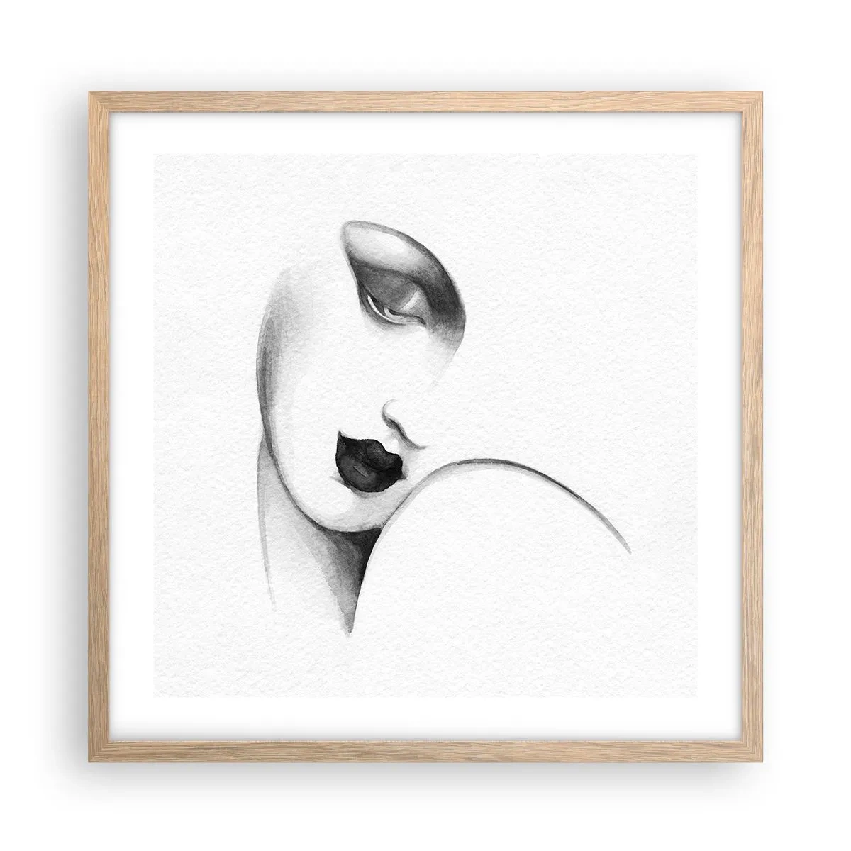 Plakat i ramme af lyst egetræ - I Lempickas stil - 50x50 cm