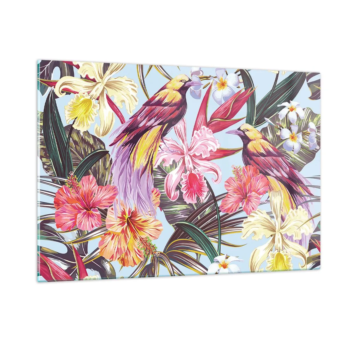 Billede på glas - Kronblade og fjer - 120x80 cm