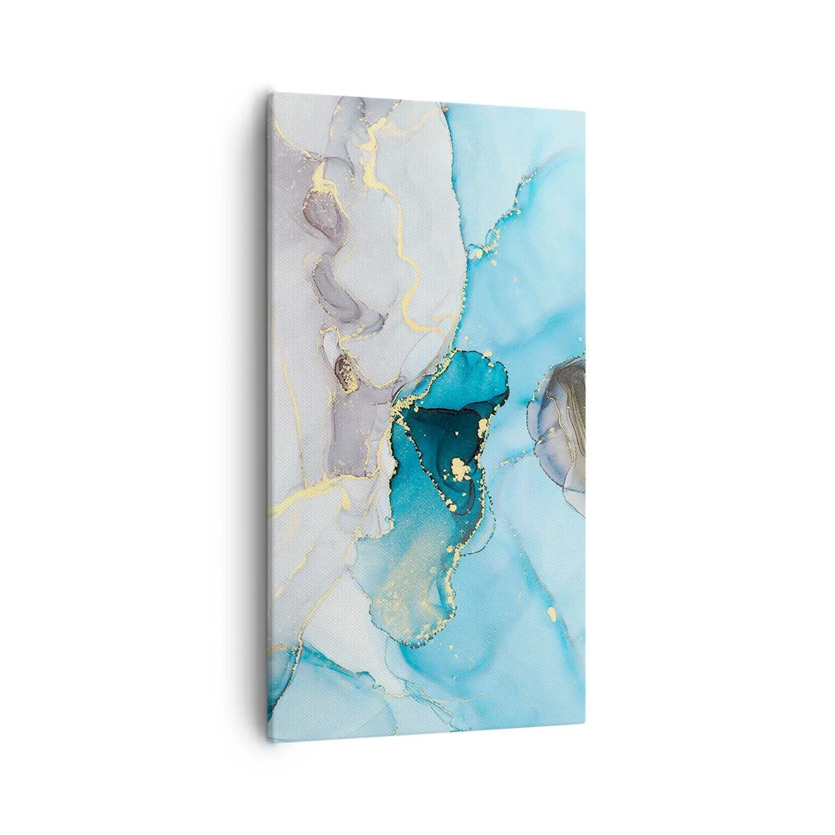 Lærredstryk - Billede på lærred - En undersøgelse af mødet mellem grå og turkis - 55x100 cm
