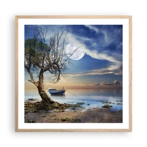 Plakat i ramme af lyst egetræ - Er dette enden eller begyndelsen? - 60x60 cm